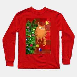 Ginger Cat and the Christmas Tree Long Sleeve T-Shirt